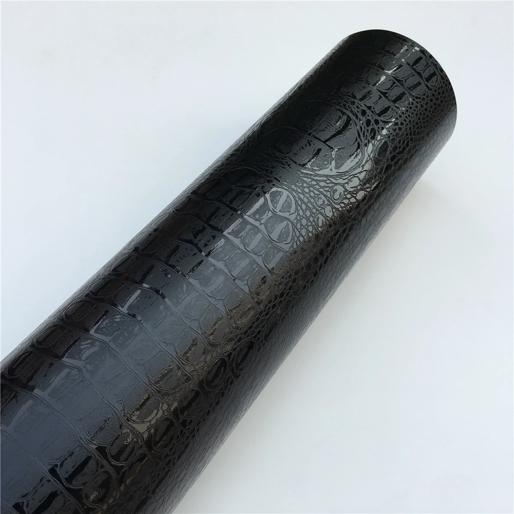 Black Crocodile Leather Grain Texture Vinyl  Interior Stickers Car Sticker Wrap Film Simulation Styling Leather  Car Styling