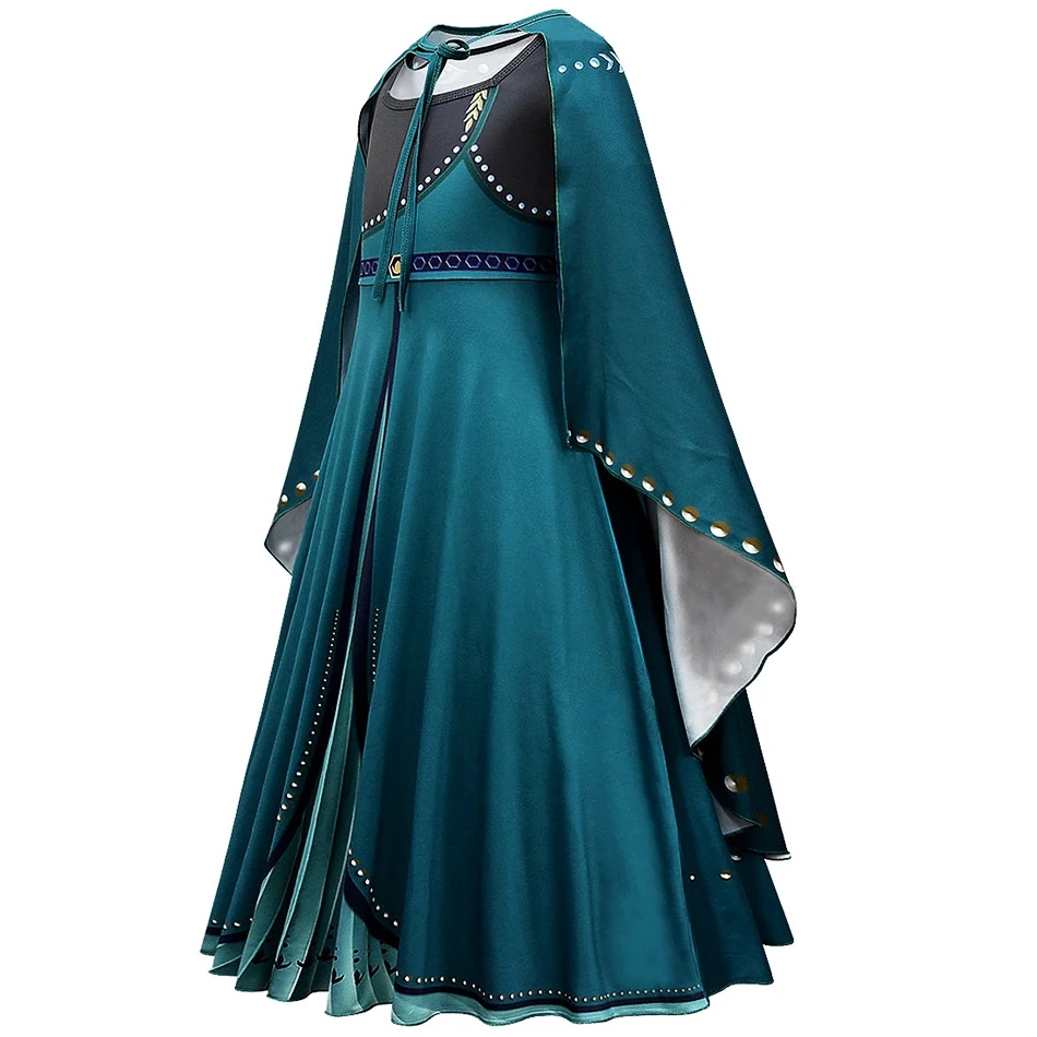 Halloween Costume Girl Anna Princess Party Role Play Dress with Cape Queen Coronation Apparel Kid Carnival Cosplay