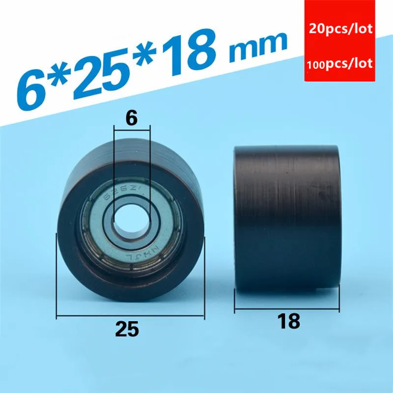 

20pcs/100pcs flat roller 6*25*18mm 626ZZ 626 bearing POM nylon plastic coated pulley guide wheel 6x25x18