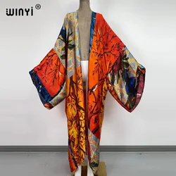 Avrupa WINYI bikini tatlı bayan pembe boho hırka dikiş kokteyl sexy Boho Maxi tatil Batwing kollu KIMONO mujer