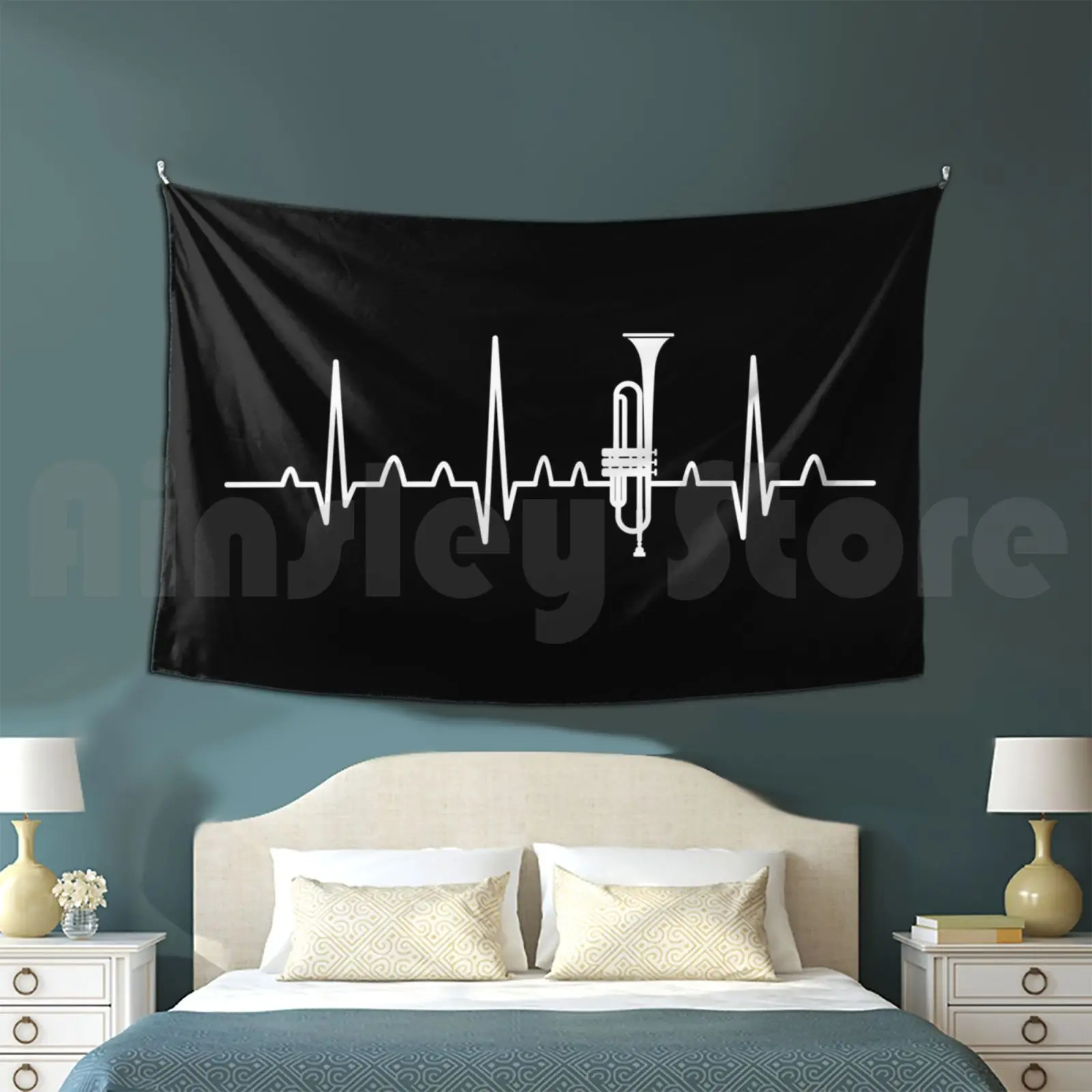 Trumpet Heartbeat Trumpeter Musician Marching Band Customized Tapestry Orchestra Trumpet Trumpet Player