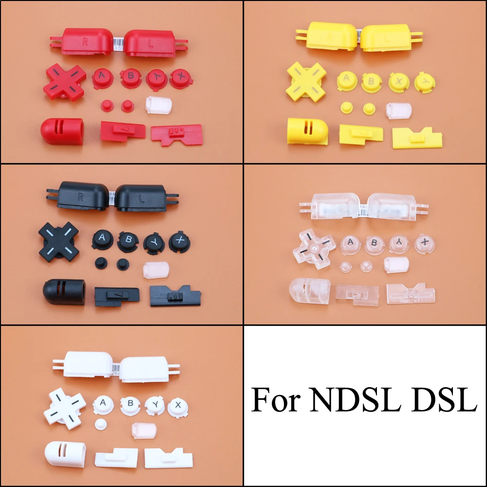 YuXi Replacement ABXY L R D Pad Cross Button Full Button Set For Nintend DS Lite For NDSL Console Buttons Kit Red black