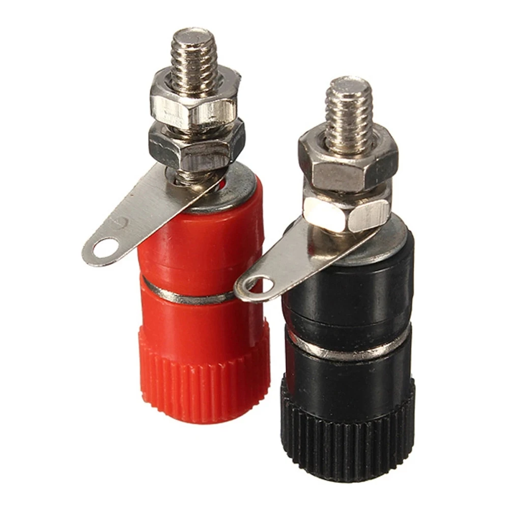 10Pcs 4mm Banana Socket Nickel-plated Link Post Nut Banana Plug Jack Connector Red Black