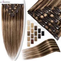 S-noilite 7 pçs/set clipe em extensões de cabelo humano extensão natural grampos de cabelo 15 
