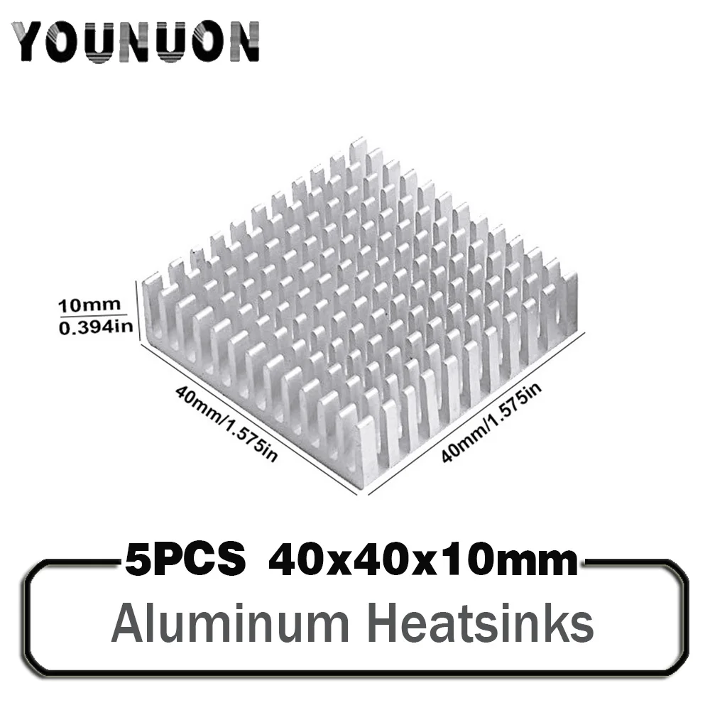 5Pcs YOUNUON 40mm heatsink 40 x 40 x 10mm 11mm Aluminum CPU CPU Card Cooling Cooler Heat Sink Heatsink