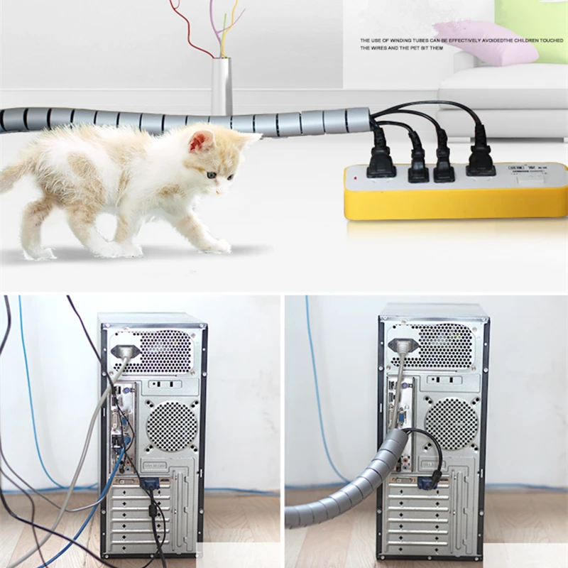 5 метров, 16 футов, протектор кабеля для управления проводами, органайзер для проводов, гибкий расширяемый консилер для проводов для дома и офиса