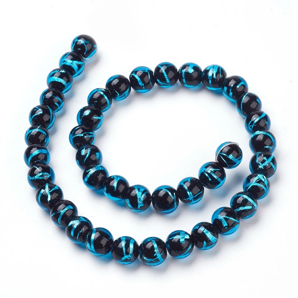 40pcs/strand 10mm Handmade Round Foil Lampwork Beads Strands for jewelry DIY making accessories Decor,hole: 2mm,14.57