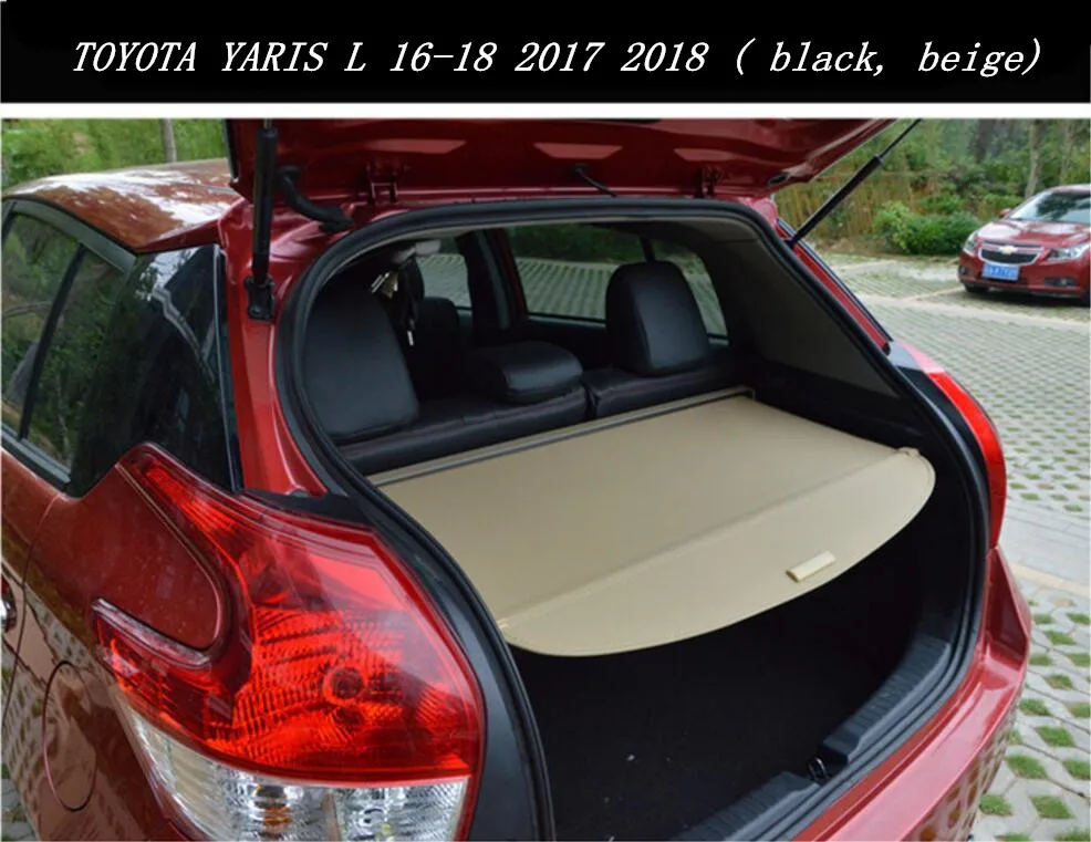 High quality Car Rear Trunk Security Shield Cargo Cover For TOYOTA YARIS L 16-18 2017 2018 2019 ( black, beige)