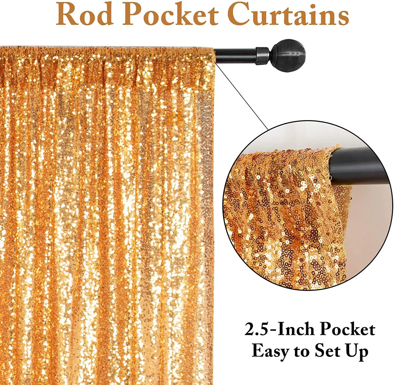 Gold Glitter Background Curtains for Living Dining Room Bedroom Glitter Gold Photo Background Party Wedding Baby Curtains