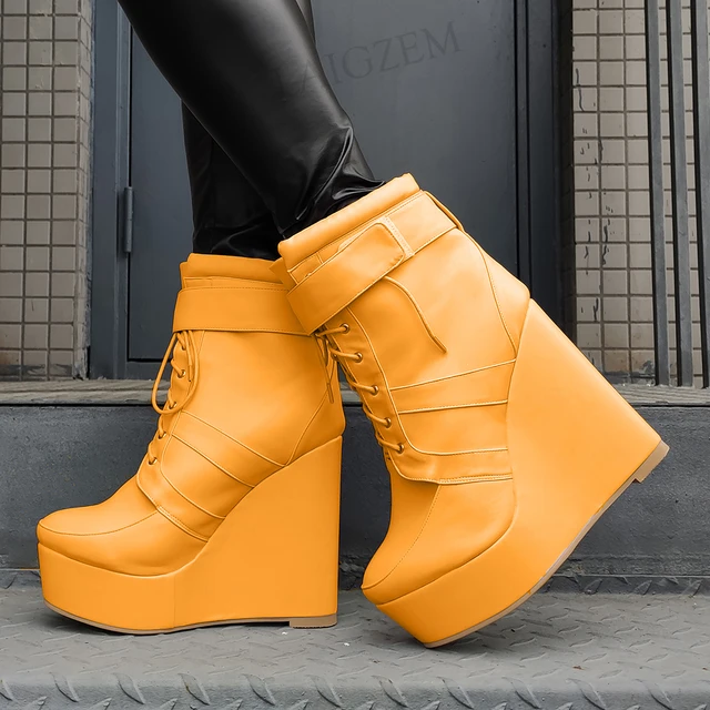 Lace High Heeled Boots Platform Wedges Boots Platform Shoes 48 Women s Boots Women Aliexpress