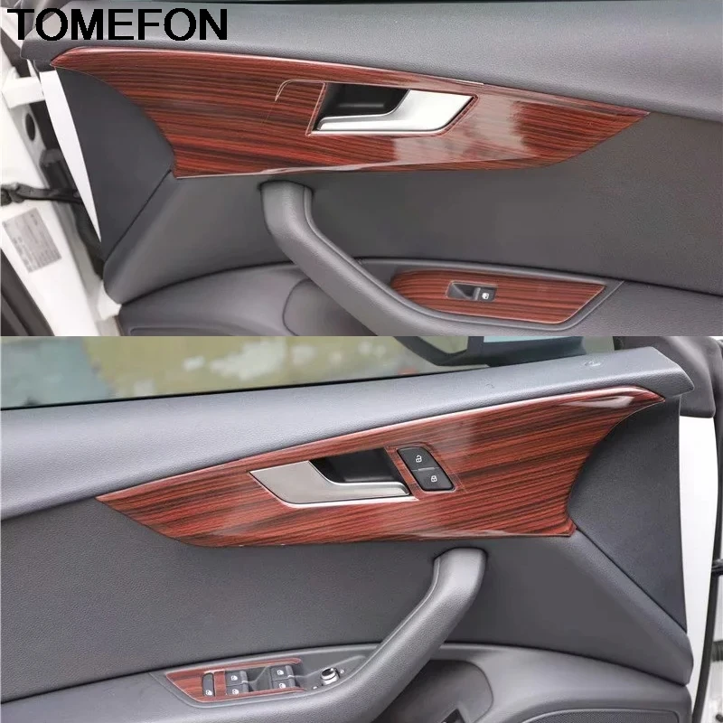 

TOMEFON For Audi A5 2017 2018 2019 LHD ABS Inner Door Handle Armrest Panel Window Lift Cover Sticker Trim Accessories Carbon