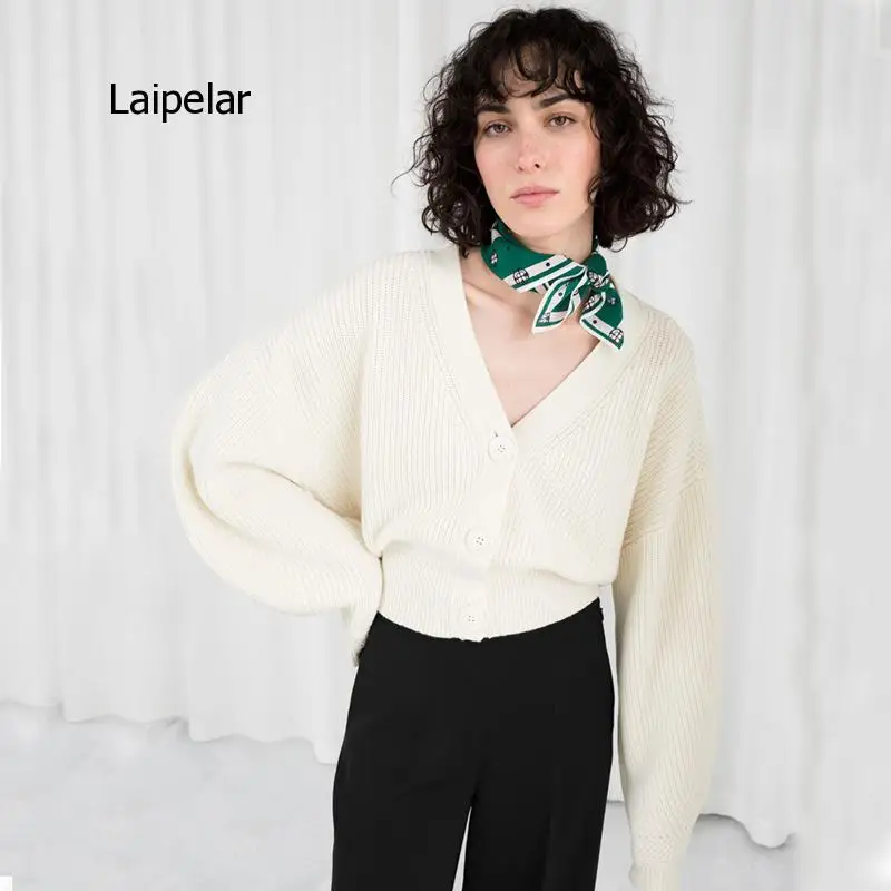 2021 New Spring Clothes Nordic Minority Retro Lantern Sleeve Big Button Knitted Cardigan Sweater Women's Jacket