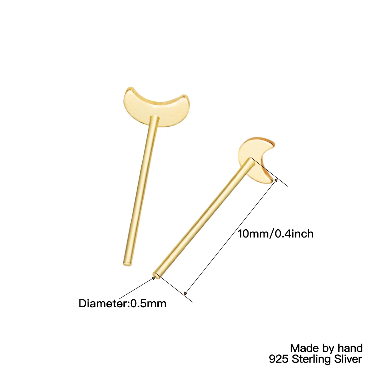 36Pcs 925 Sterling Silver Tiny Cute Small Moon Shape Nose Stud Nose Piercing Nosrtil Jewelry