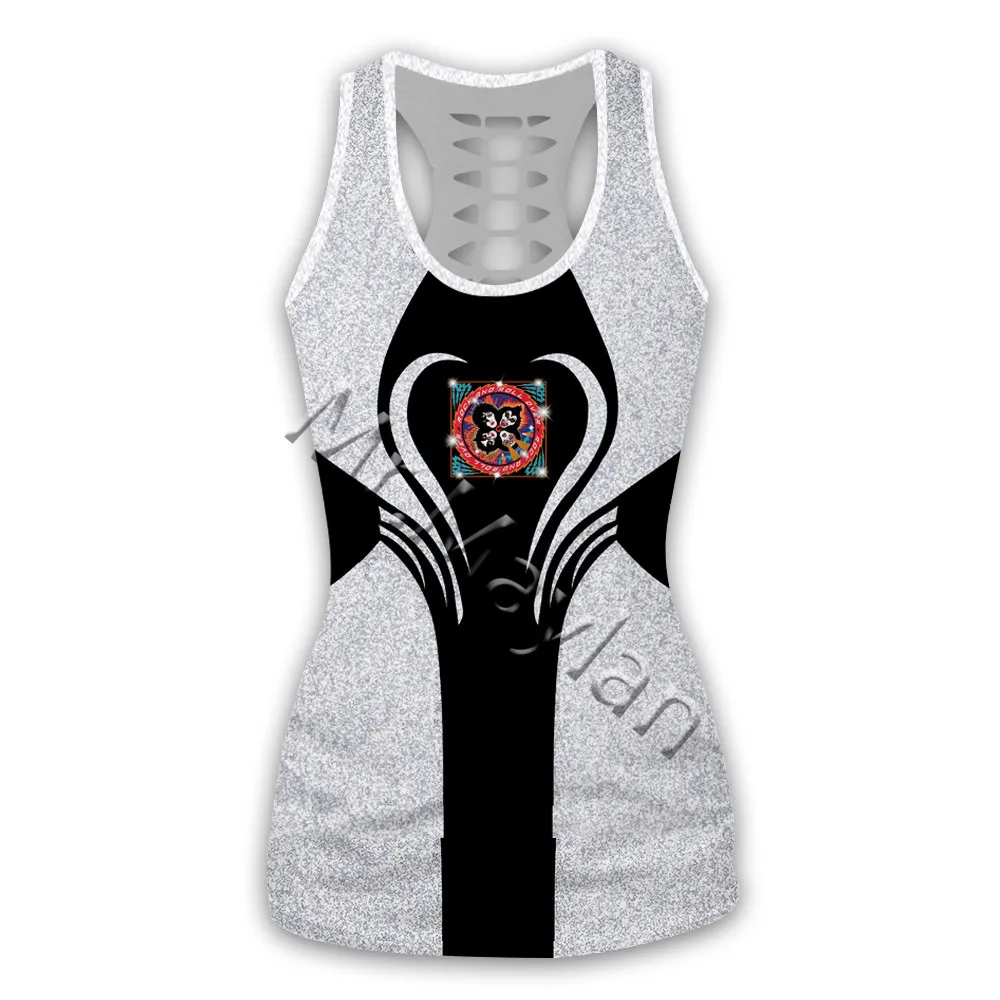 3D Digital Printed Kiss Band Rock Hollow Tanktop Women Sexy Vest Girls Fashion Tank tops Clothes ropa mujer Oversized Drop ship image 2