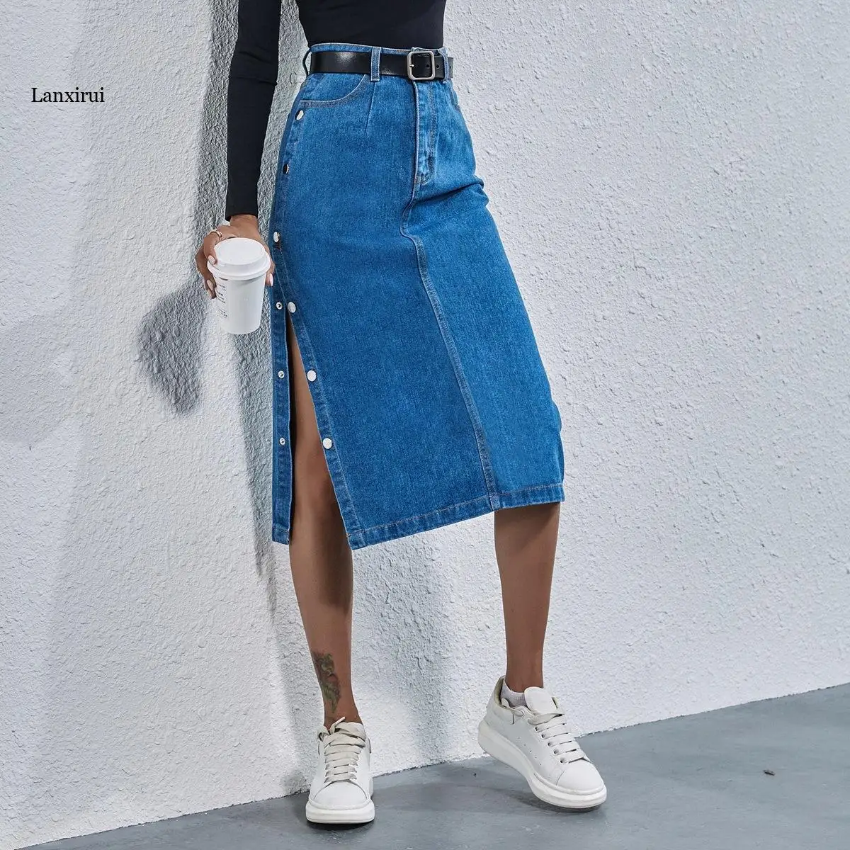 Long Skirt Women Denim Jeans Stretch Vintage Loose Slim Fit Blue Club Streetwear Cotton Sexy Harajuku Skirts