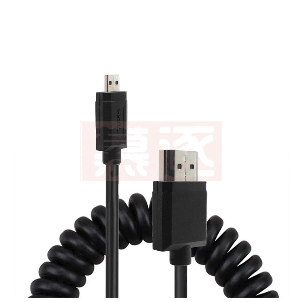 OD3.2mm Mini &Micro HD-compatible to HD Spiral Cable HD 2.0 to 90 Degree HDTV and HD Stretch Spring HD Cable 4K*2K@60HZ
