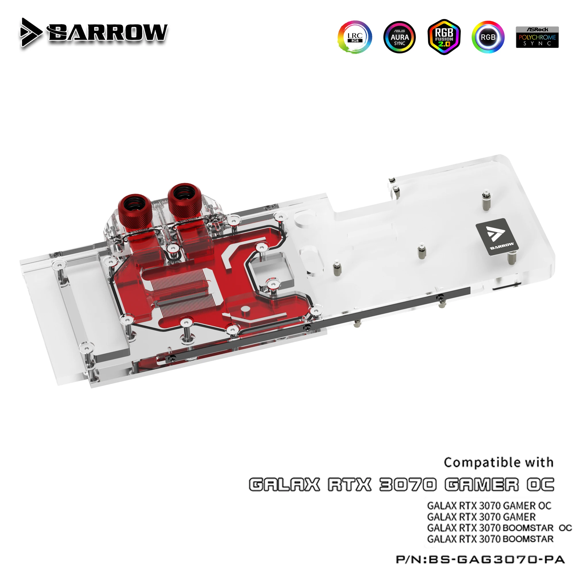 

Barrow Water Cooling Block For GALAX 3070 GAMER OC, Full Cover ARGB GPU Custom Watercooler, BS-GAG3070-PA