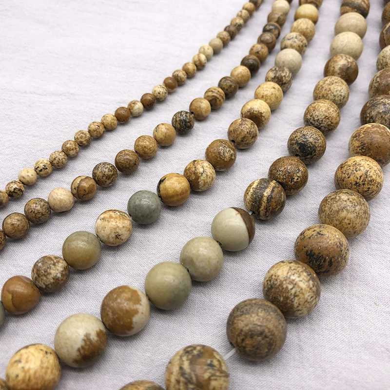 Natural  Picture Jaspers Stone Round Beads 15\