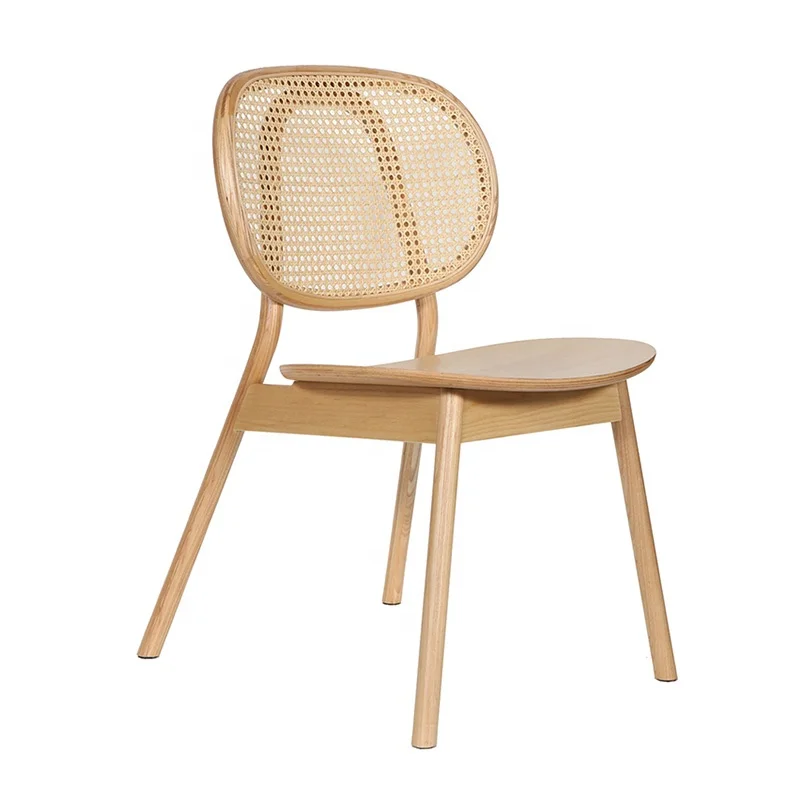 

Hot Sale Restaurant Rattan Backrest Chair Solid Wood Dining Chair For Dining Room