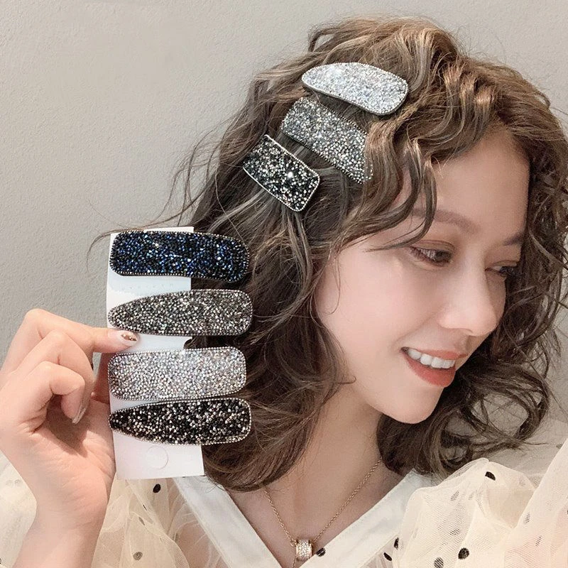 Sweet Full Crystal Hair Barrettes Waterdrop Rectangle Geometric Hair Clip For Women Shining Hair Pins Hair Accessories Girl Gift