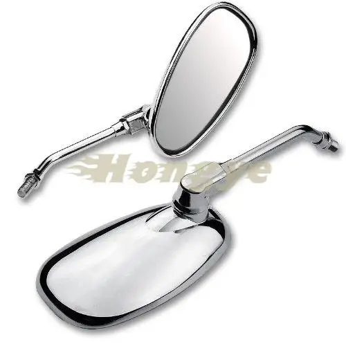 RPMMOTOR 2x Chrome Aluminum Oval Rearview Side Mirror Motorcycle Street Standard Naked Bike For Yamaha XV125 Virago 125