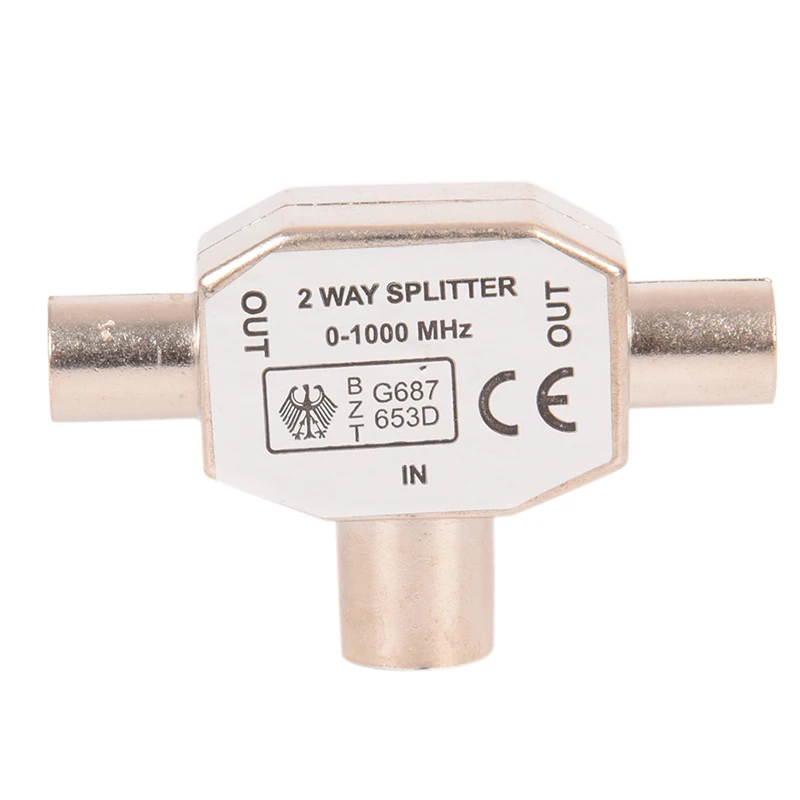 2 Way TV Aerial Coaxial Splitter Coax Metal Signal T Adapter Combiner 2 Male To 1 Female Adapter For TV/T Adapters Coaxial