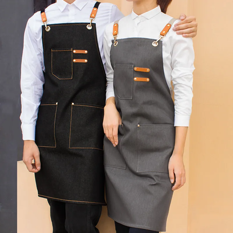 

Cross-back Denim Canvas Apron Barista Bartender Restaurant Pastry Chef Uniform Barber Hairdresser Florist Artist Workwear E50