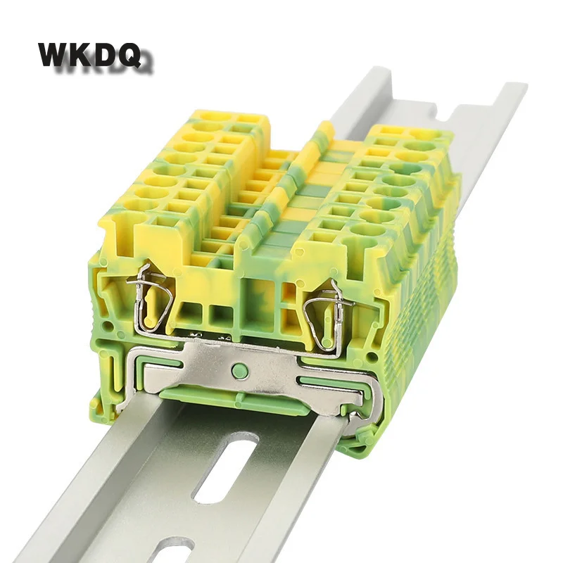 Ground Connector 5Pcs ST2.5-PE Spring-cage 2.5mm2 PE Wire Electrical Metal Earth Terminal ST 2.5-PE Din Rail Terminal Block