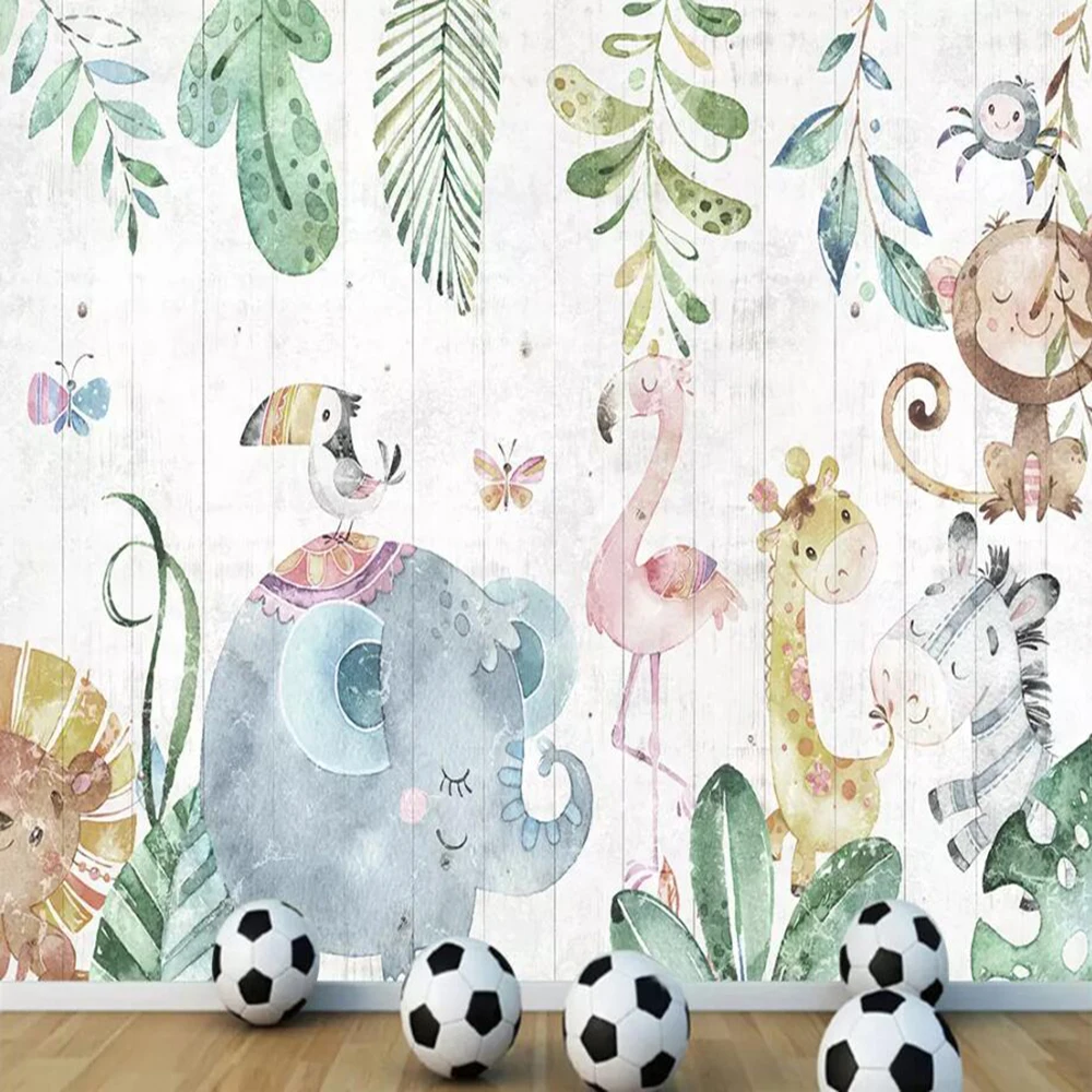 

Milofi custom 3D wallpaper mural forest animal wood grain wood children's room background wall decoration wallpaper mural