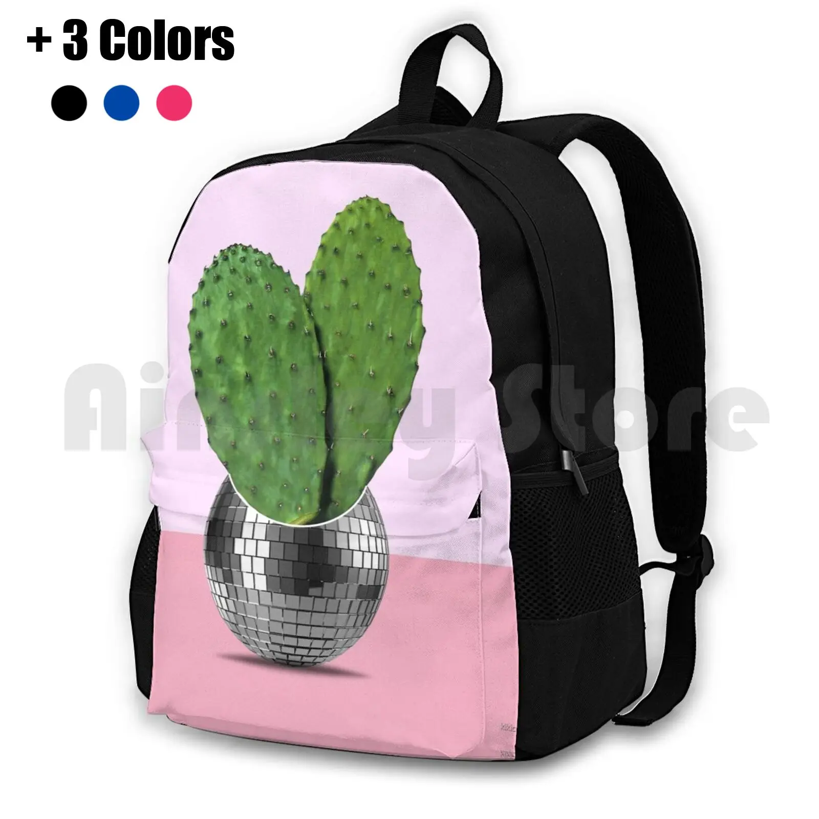 Cactus Disco Party Outdoor Hiking Backpack Waterproof Camping Travel Cactus Cacti Succulent Disco Ball Party Birthday Wedding