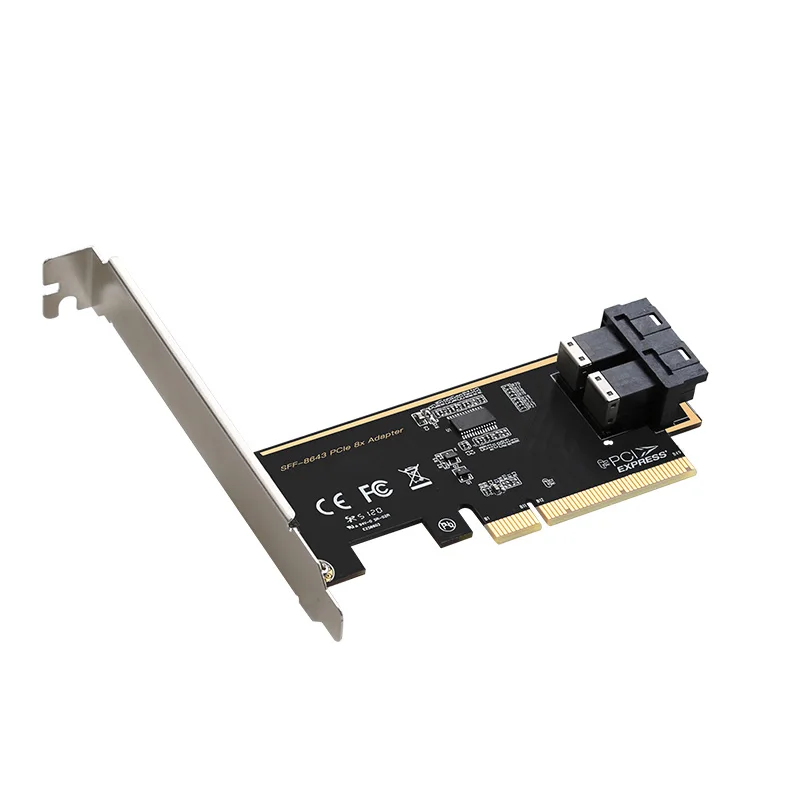 PCIE 8X To 2 Ports U.2 SFF-8643 Dual NVMe SSD Pci-e X8 Converter Card SFF8643 U2 Adapter Add on Expansion Plug and Play