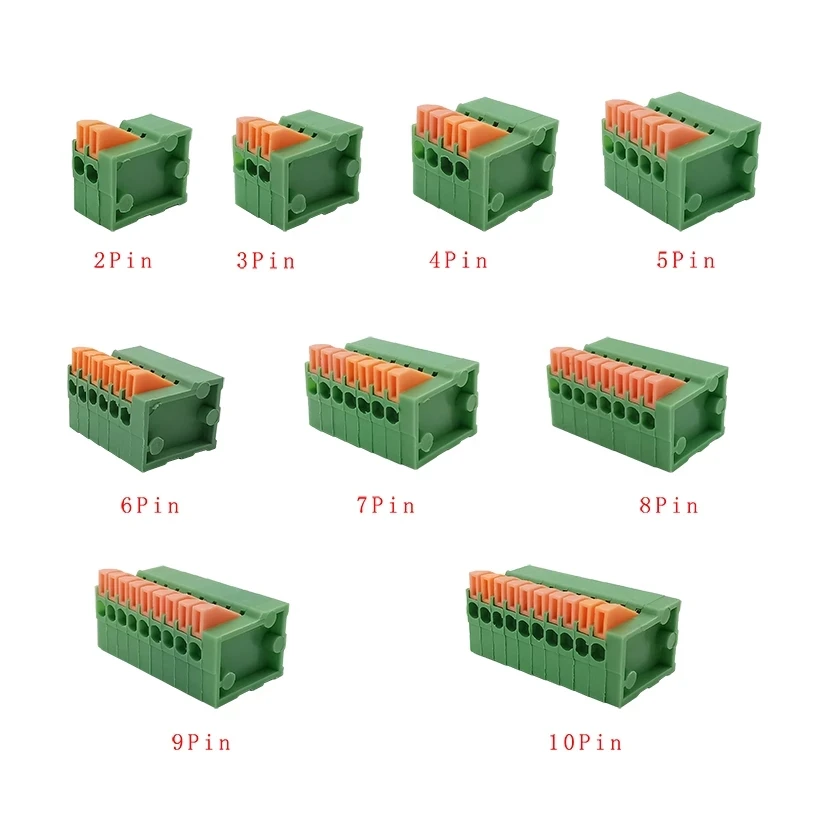 10Pcs KF141V 2.54mm Pitch PCB Terminal Blocks Connector 2/3/4/5/6/7/8/9/10Pin Straight Screwless Terminals for 26-20AWG Wire