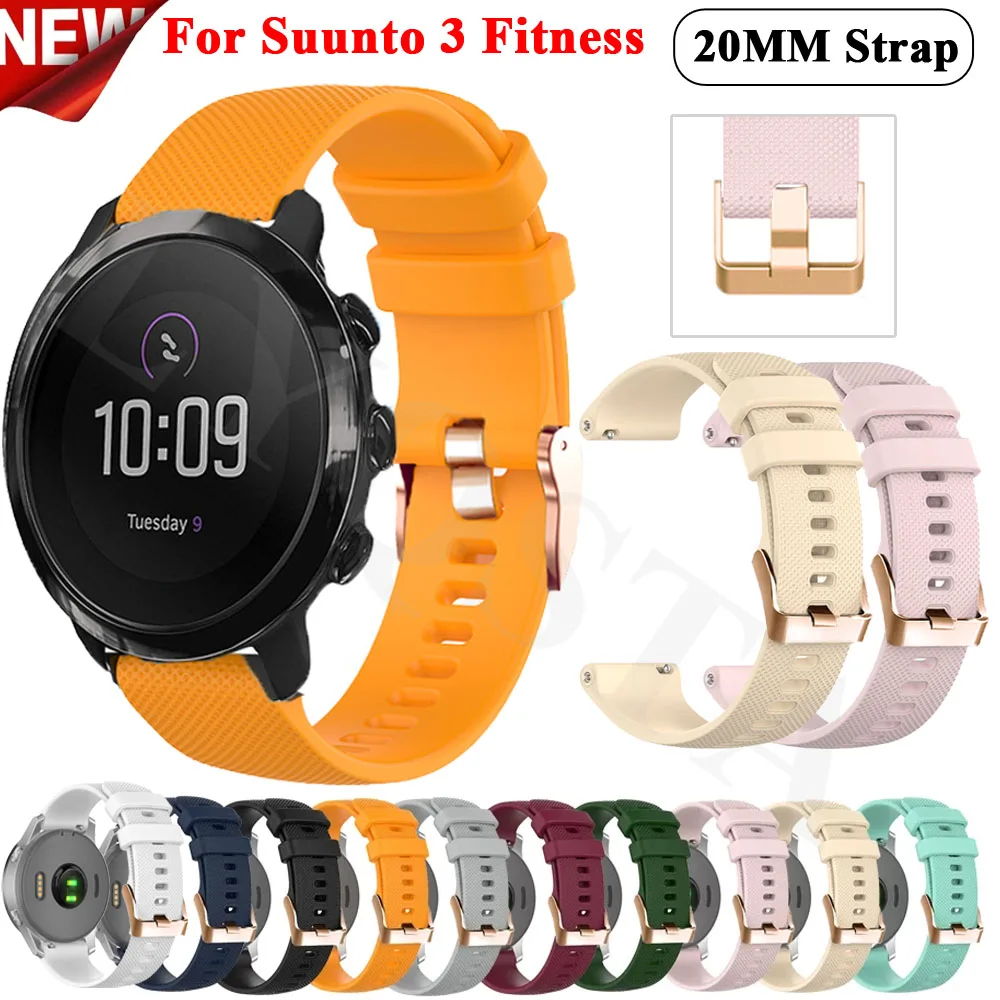 20mm wymiana Watchband dla SUUNTO 3 Fitness silikonowa bransoletka pasek dla SUUNTO 3 Smart Watch do fitnessu paski Correa