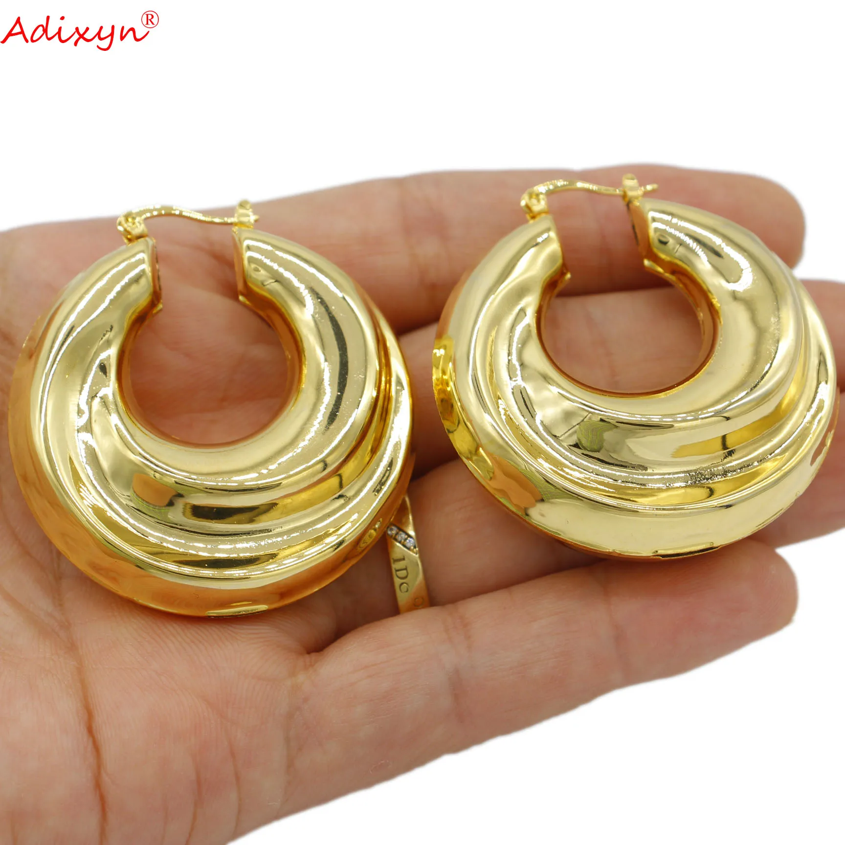 Adixyn African 18K gold plated Round Hoop earrings for women Hoops Pircing Earings Jewelry Ethiopia Party Girls Gifts N10212