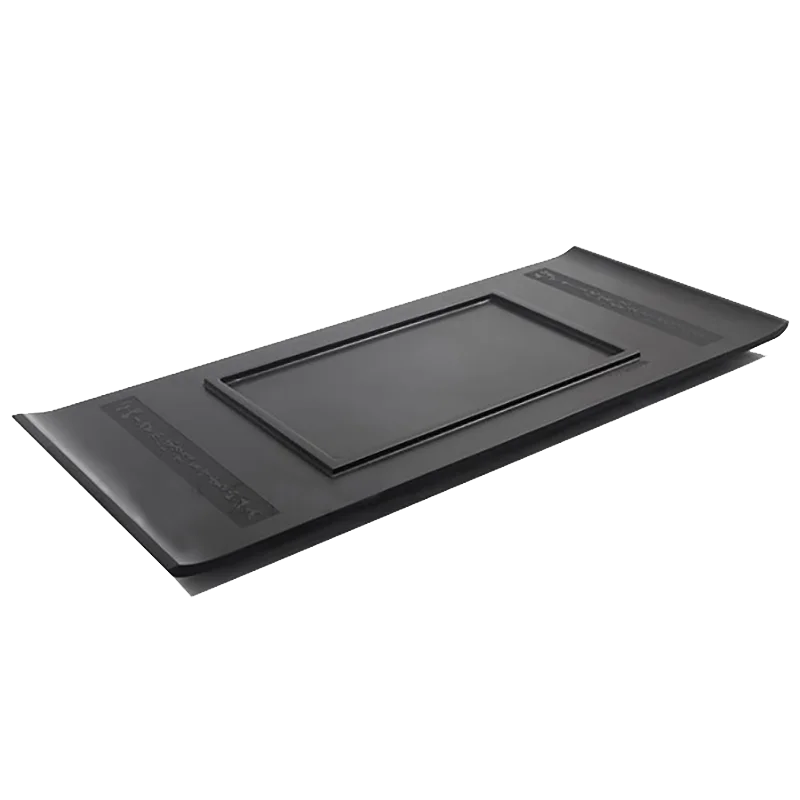 

weighted heavy black stone tea tray boat shape creative tea table for kungfu tea set handmade serving tray Chinese word engraved