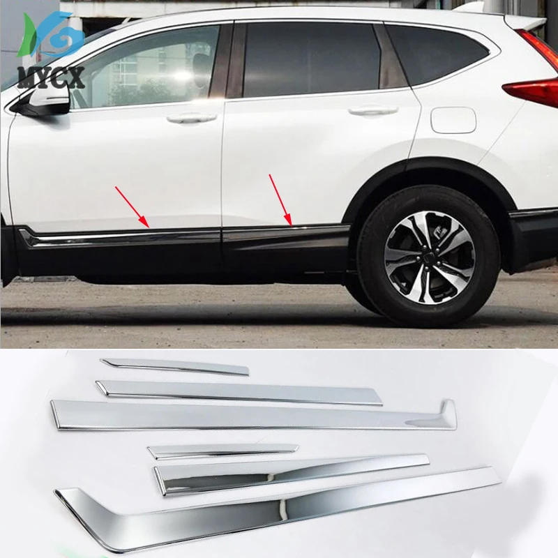 STAINLESS STEEL SIDE DOOR BODY MOLDING TRIM COVER LINE GARNISH STICKER ACCESSORIES 6PCS/SET FOR HONDA CRV CR V 2017 2018 2019