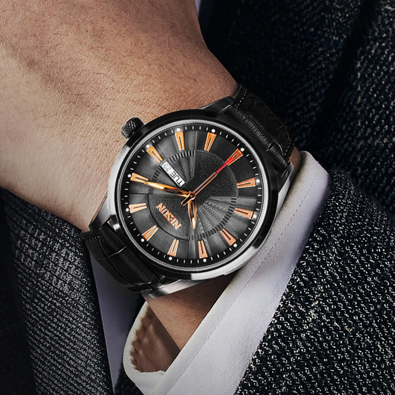 سويسرا العلامة التجارية الفاخرة NESUN اليابان استيراد ميوتا حركة الكوارتز ساعات رجالية 30 متر مقاوم للماء ساعة جلد طبيعي N7055 #6