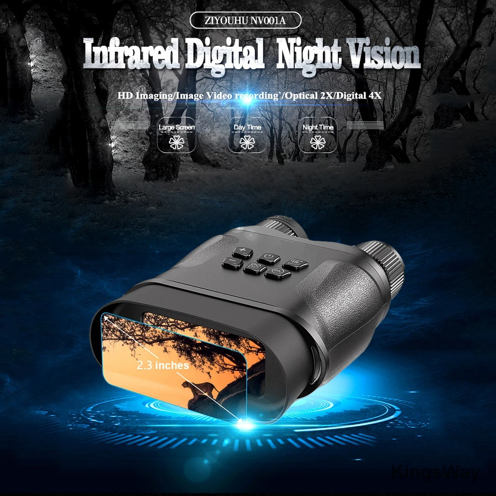 Night Vision Device Binoculars Digital IR Telescope Zoom Hunting Photo with 2.3″ Screen