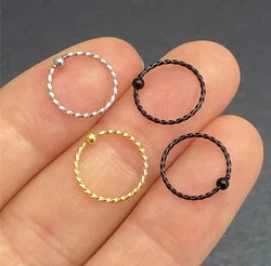 Titanium Bead Nose Piercing Body Jewelry Part Nose Hoop Nostril Nose Ring Tiny Flower Helix Cartilage Tragus Ring