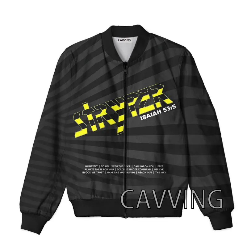 CAVVING 3D In Hình Stryper Rock Dây Kéo Áo Khoác Bomber Nam Áo Liền Quần Nam Phối Khóa Kéo Lên Áo Khoác Phao Nữ/Nam Z02