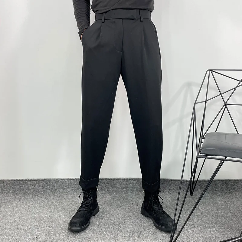 

Men's Solid Color Casual Simple Thin Trousers Autumn Korean Fashion Trend Ruffian Handsome Temperament Versatile Capris