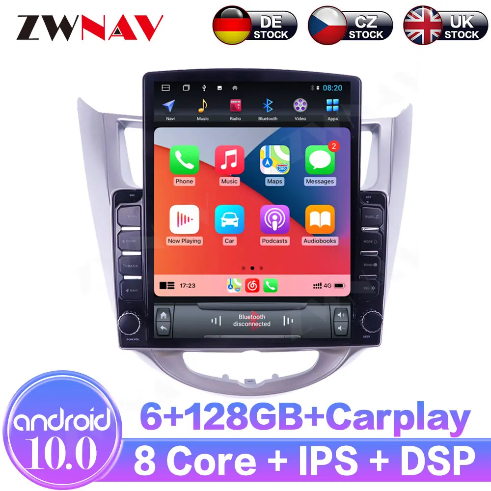 Android 13 6+128G For Hyundai Solaris 2010-2016 IPS Touch Screen Receiver Car Multimedia Radio Player GPS Navigation DSP Carplay