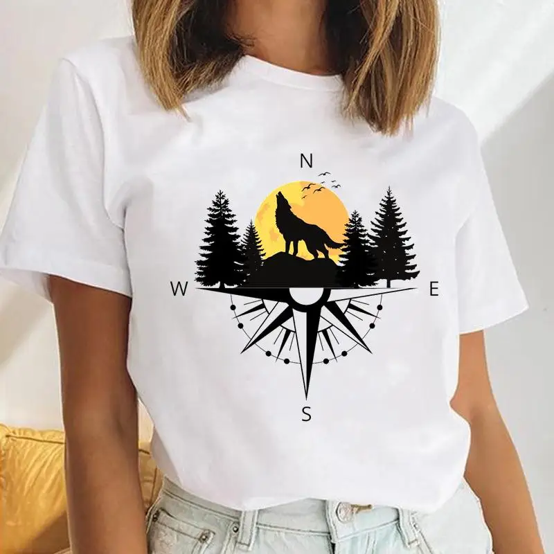 Women Mountain Camper Adventure 90s Watercolor Casual Female Clothes Tops Print Ladies Tees Tshirt Cartoon Graphic T-Shirt