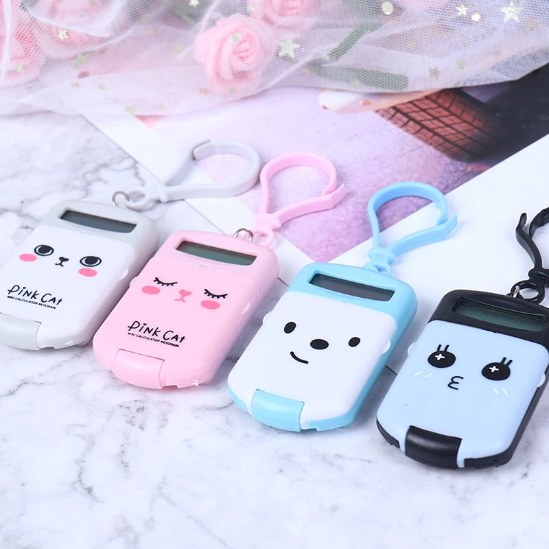 Office Supplies Kawaii Mini Calculator Pocket Size Portable Digit Calculator 8 Display Cartoon Cute Keychain Calculator