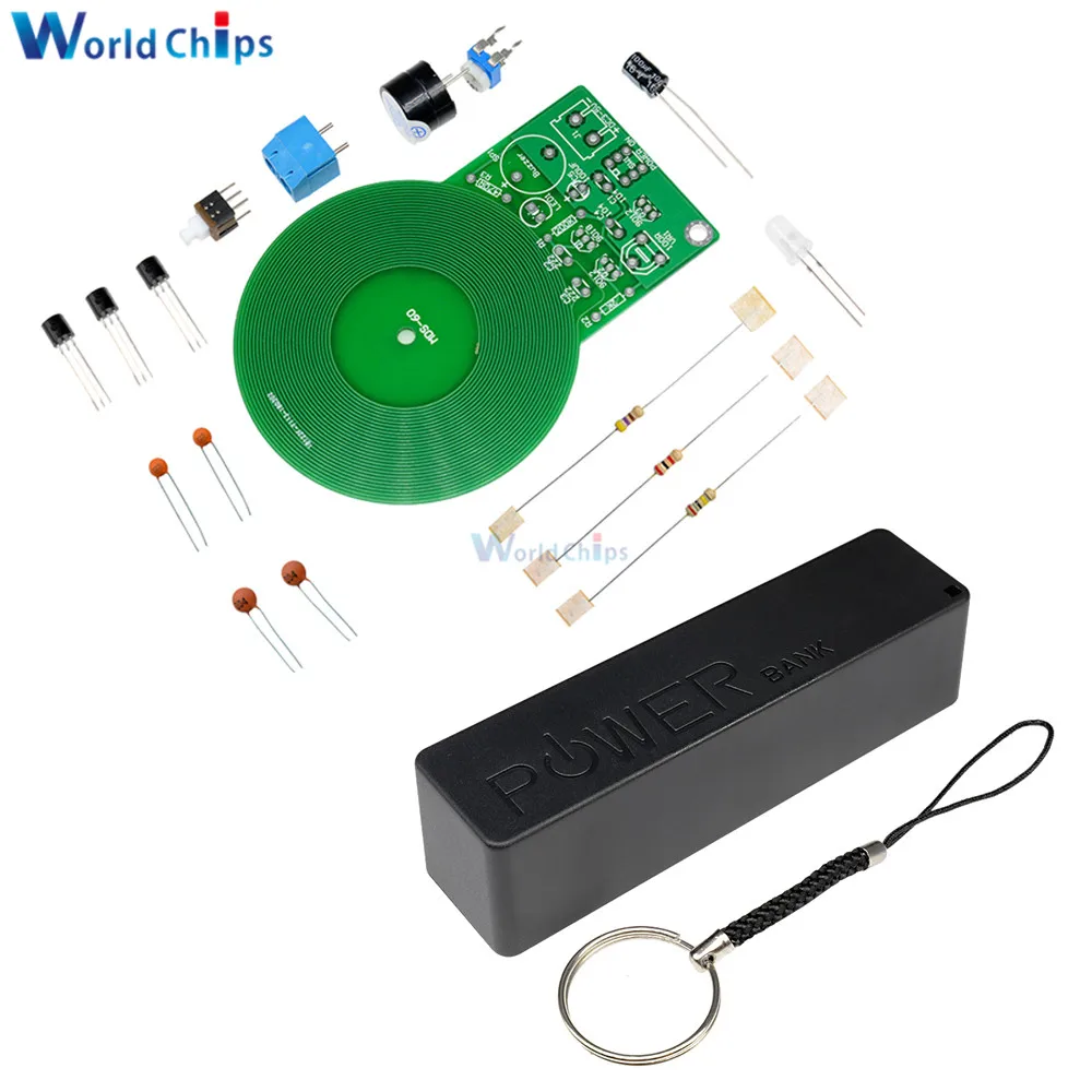 DIY Kit Metal Detector Kit 18650 USB Power Bank Case DC 3V-5V 60mm Non-contact Sensor Board Module Electronic Kit Metal Detector