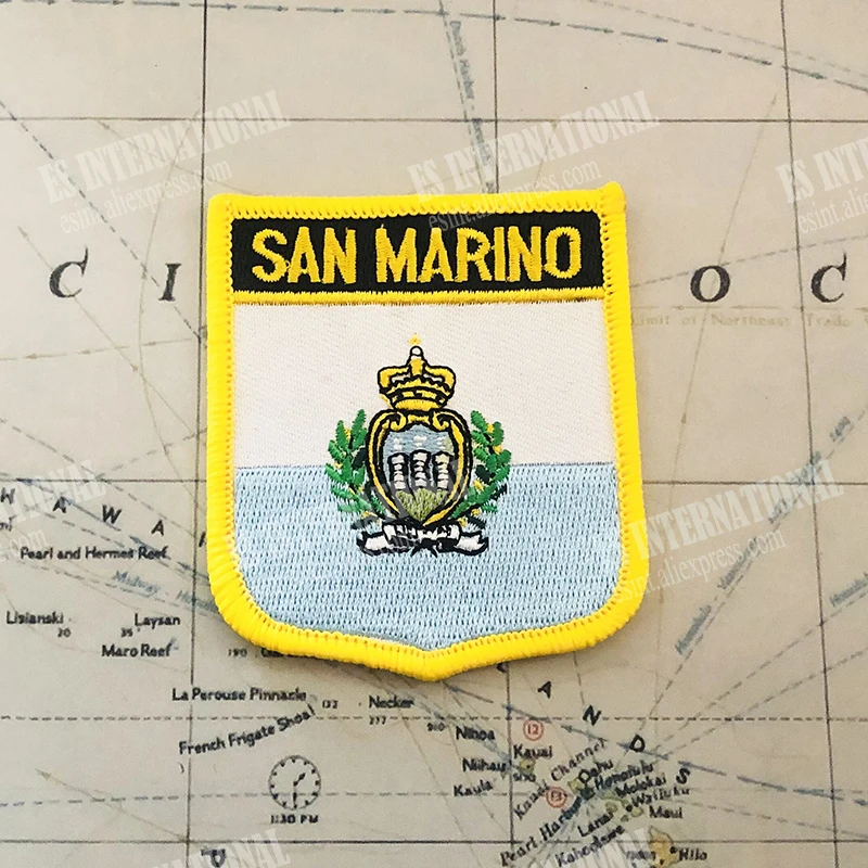SAN MARINO  National Flag Embroidery Patches Badge Shield And Square Shape Pin One Set On The Cloth Armband  Backpack Decoration