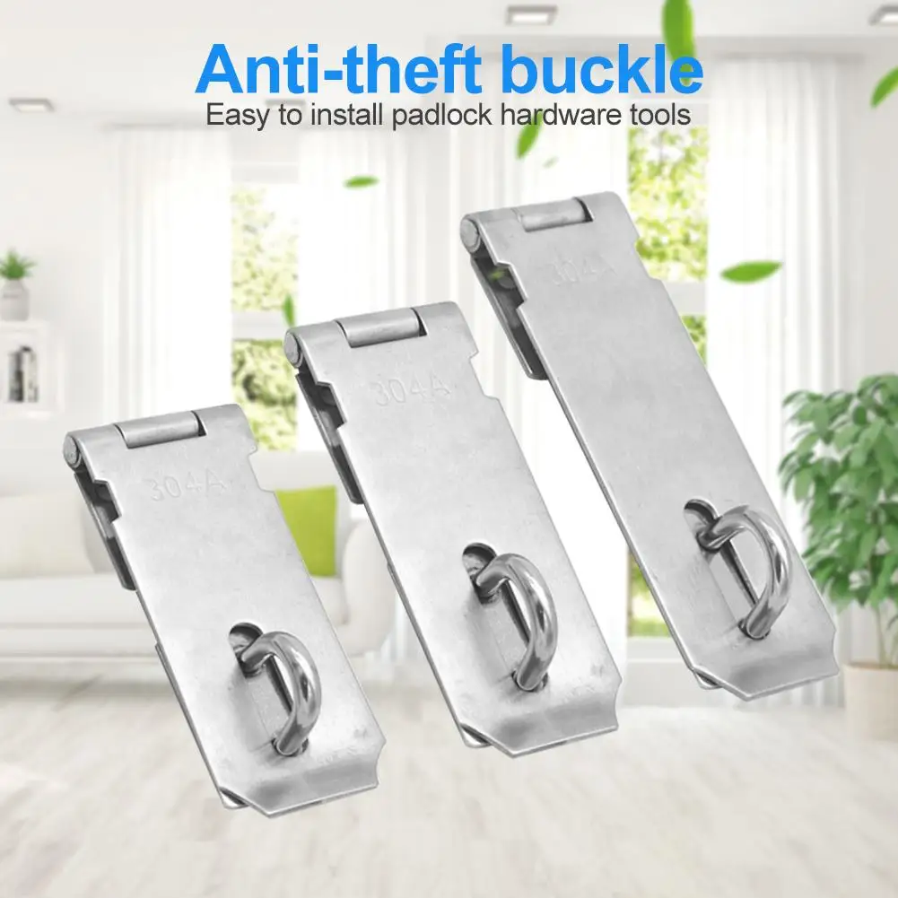 Anti Theft Hasp Staple Shed Latch Stainless Steel Door Lock Padlock Clasp Household Burglar-proof Hardware for Wood Door Cabinet