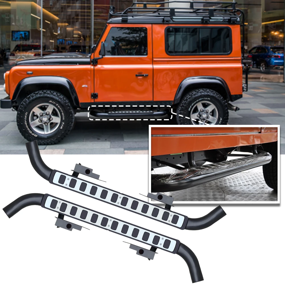 running board side step nerf bar side padels for land rover defend 90  left right steel side step