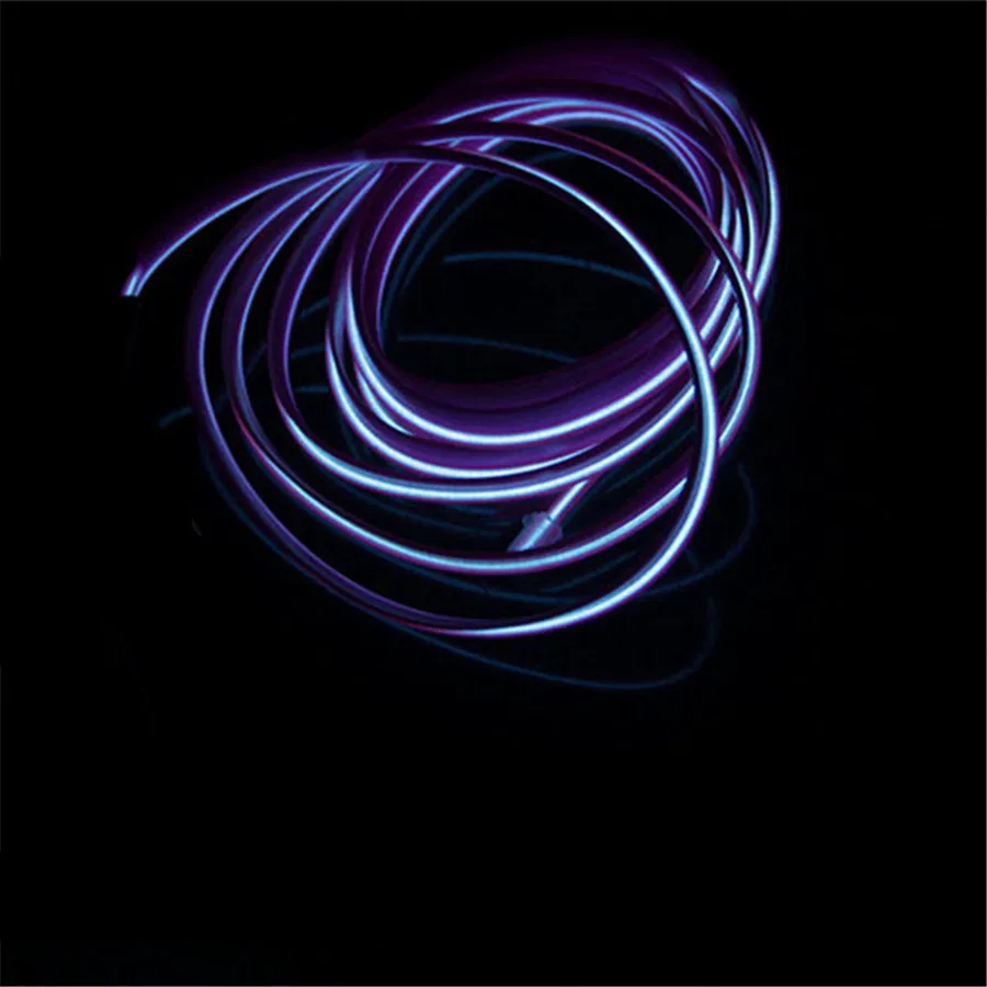 JXF Car Lights Signal Decorative Lamp 3 meters EL Wire Sewing Edge Neon Lamp Glow Rope Tube Cable LED Strip  With Accessories