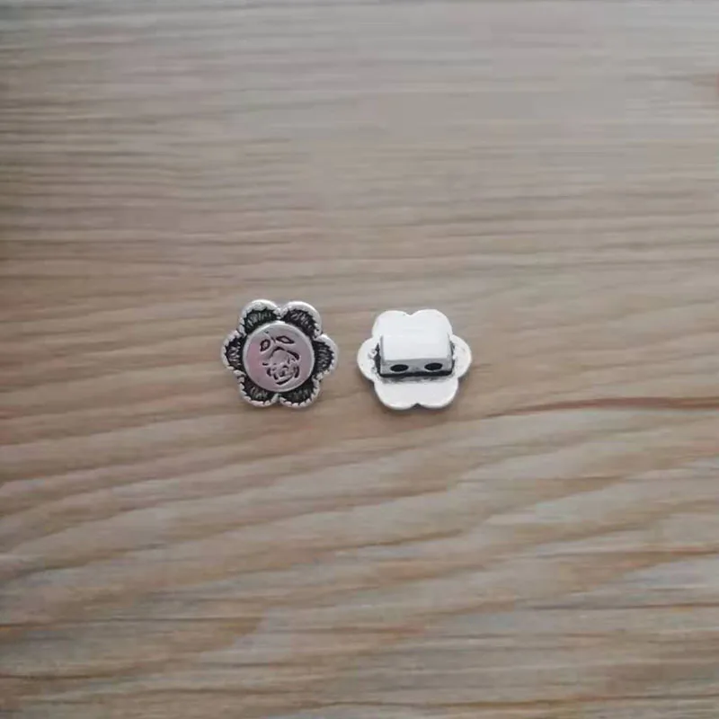 ZXZ 20pcs Coat Button Flower Heart Flower Round Metal Beads Button Sewing For Leather Craft Clothes Bags Accessories